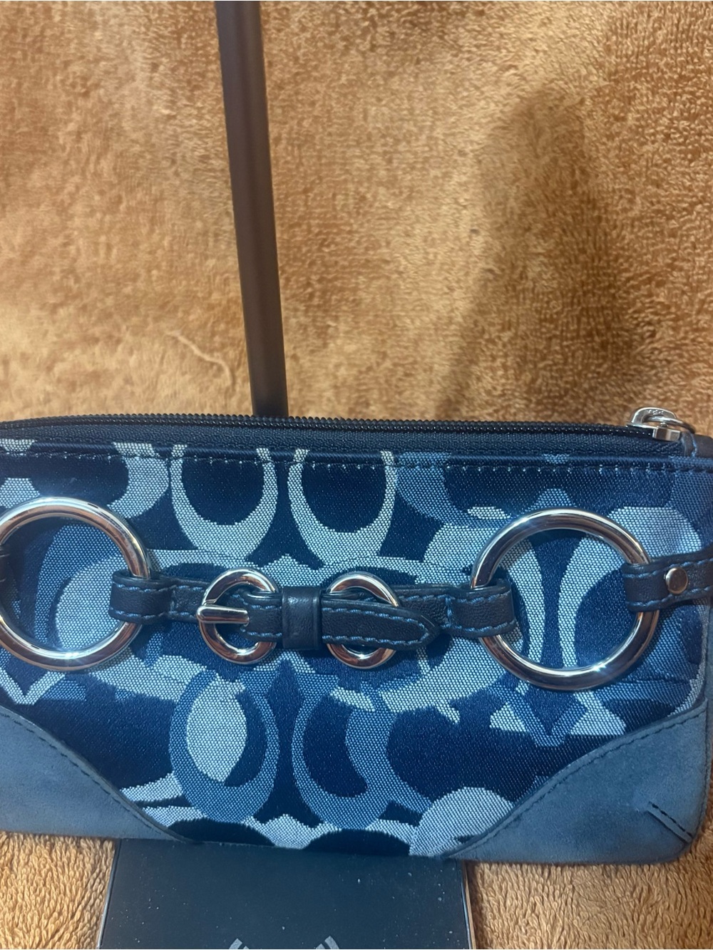 #42 Coach Denim/Suede Y2K Optic Signature C Canvas Wristlet with Horsebit Buckle